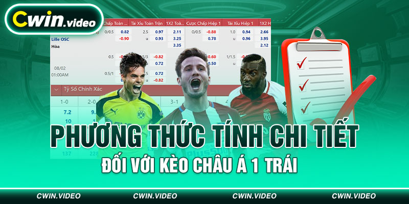 Phương thức tính chi tiết đối với kèo châu Á 1 trái